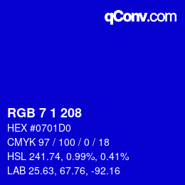 Color code: RGB 7 1 208 | qconv.com
