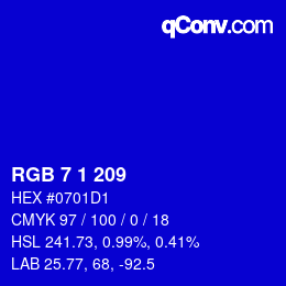 Color code: RGB 7 1 209 | qconv.com