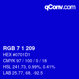 カラーコード: RGB 7 1 209 | qconv.com