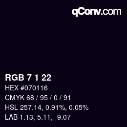 Color code: RGB 7 1 22 | qconv.com