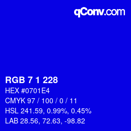 Color code: RGB 7 1 228 | qconv.com