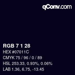 Color code: RGB 7 1 28 | qconv.com