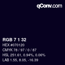 Color code: RGB 7 1 32 | qconv.com