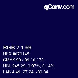 Color code: RGB 7 1 69 | qconv.com