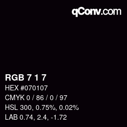 Color code: RGB 7 1 7 | qconv.com