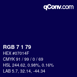 Color code: RGB 7 1 79 | qconv.com