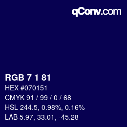 颜色代码: RGB 7 1 81 | qconv.com