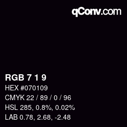 カラーコード: RGB 7 1 9 | qconv.com