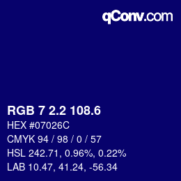 カラーコード: RGB 7 2.2 108.6 | qconv.com
