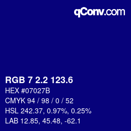 カラーコード: RGB 7 2.2 123.6 | qconv.com