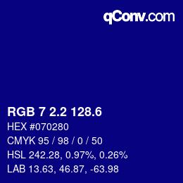カラーコード: RGB 7 2.2 128.6 | qconv.com