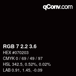 カラーコード: RGB 7 2.2 3.6 | qconv.com