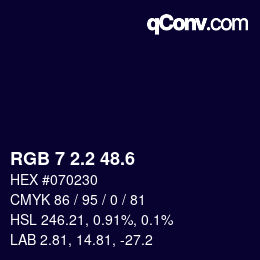 カラーコード: RGB 7 2.2 48.6 | qconv.com