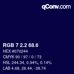 カラーコード: RGB 7 2.2 68.6 | qconv.com