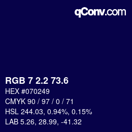 カラーコード: RGB 7 2.2 73.6 | qconv.com