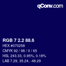 カラーコード: RGB 7 2.2 88.6 | qconv.com
