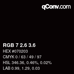 カラーコード: RGB 7 2.6 3.6 | qconv.com