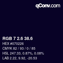 カラーコード: RGB 7 2.6 38.6 | qconv.com