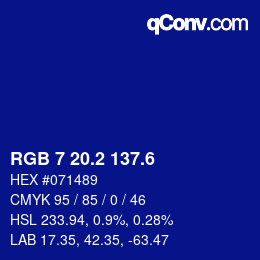 カラーコード: RGB 7 20.2 137.6 | qconv.com