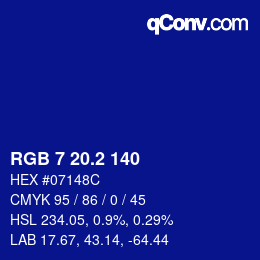 カラーコード: RGB 7 20.2 140 | qconv.com