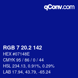 Color code: RGB 7 20.2 142 | qconv.com