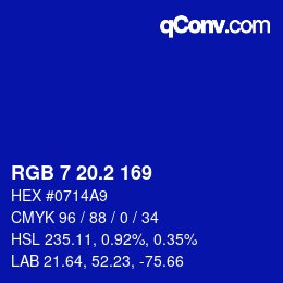 カラーコード: RGB 7 20.2 169 | qconv.com
