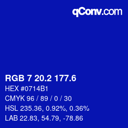 カラーコード: RGB 7 20.2 177.6 | qconv.com