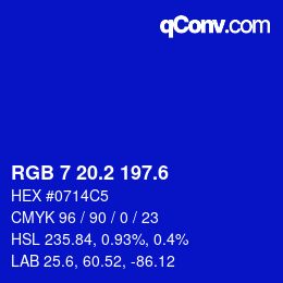 カラーコード: RGB 7 20.2 197.6 | qconv.com