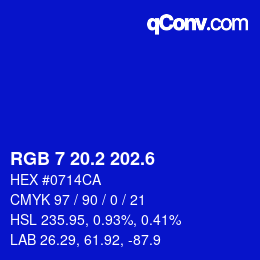 カラーコード: RGB 7 20.2 202.6 | qconv.com