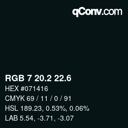 カラーコード: RGB 7 20.2 22.6 | qconv.com