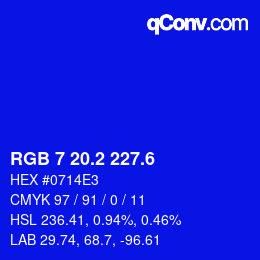 カラーコード: RGB 7 20.2 227.6 | qconv.com
