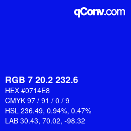 カラーコード: RGB 7 20.2 232.6 | qconv.com