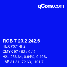カラーコード: RGB 7 20.2 242.6 | qconv.com