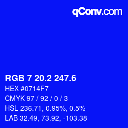 カラーコード: RGB 7 20.2 247.6 | qconv.com