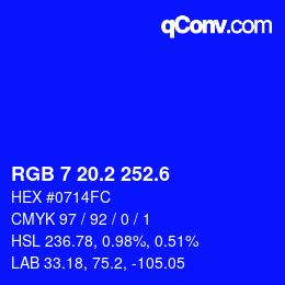カラーコード: RGB 7 20.2 252.6 | qconv.com