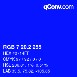 カラーコード: RGB 7 20.2 255 | qconv.com