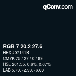 カラーコード: RGB 7 20.2 27.6 | qconv.com