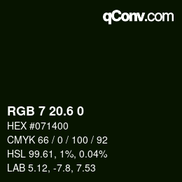 カラーコード: RGB 7 20.6 0 | qconv.com
