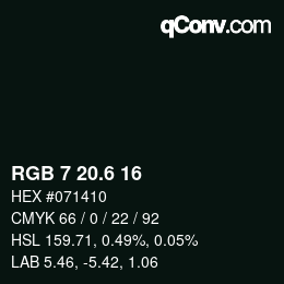 カラーコード: RGB 7 20.6 16 | qconv.com