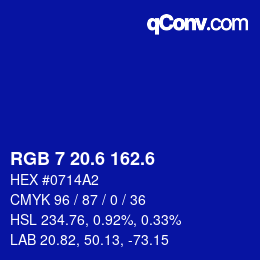 カラーコード: RGB 7 20.6 162.6 | qconv.com