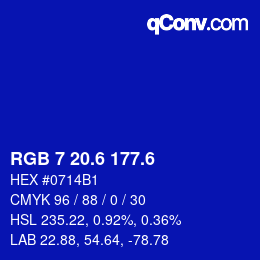カラーコード: RGB 7 20.6 177.6 | qconv.com
