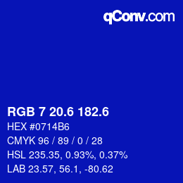 カラーコード: RGB 7 20.6 182.6 | qconv.com