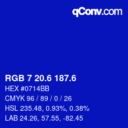 カラーコード: RGB 7 20.6 187.6 | qconv.com