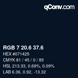 カラーコード: RGB 7 20.6 37.6 | qconv.com