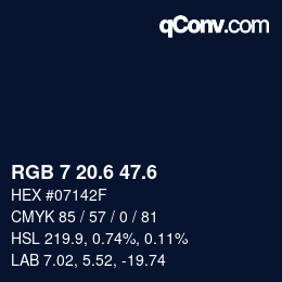 カラーコード: RGB 7 20.6 47.6 | qconv.com