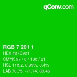 Farbcode: RGB 7 201 1 | qconv.com
