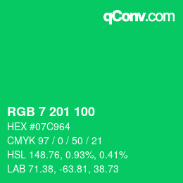 Color code: RGB 7 201 100 | qconv.com