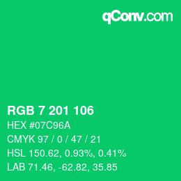 Color code: RGB 7 201 106 | qconv.com