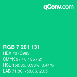 Color code: RGB 7 201 131 | qconv.com