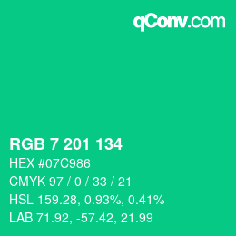 Color code: RGB 7 201 134 | qconv.com